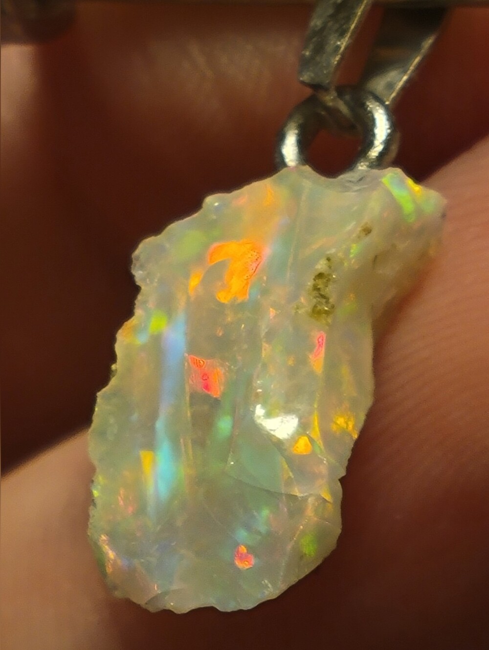 2.85ctw Natural Ethiopian Fire Opal Pendant - Silver - New